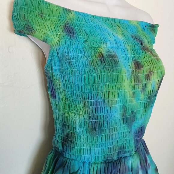 Hand Dyed Blue & Green Dress With Pockets Summer Sundress Women's Size XXXL (22) - Picture 2 of 15